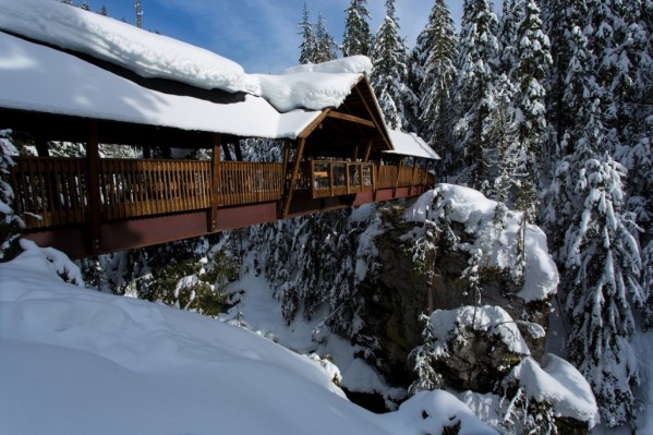 Nakusp Hot Springs, Chalets & Campground snowy bridge