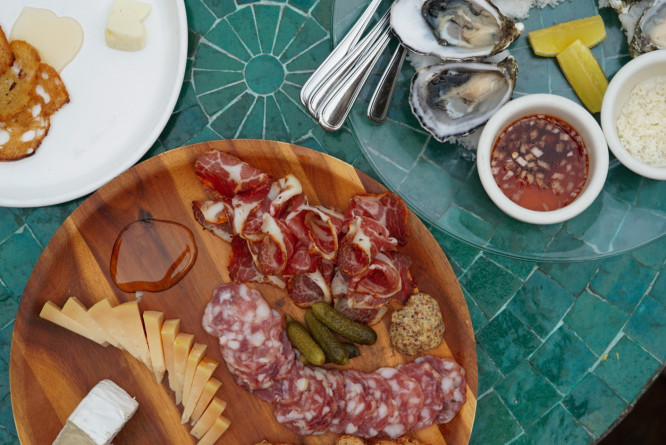 Cheese & Charucterie Plate and Oysters