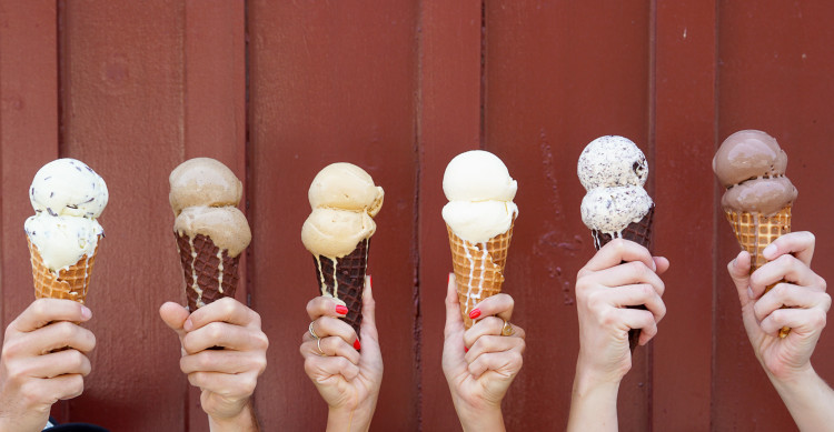 Variety of Classic Flavors On Ice Cream Cones