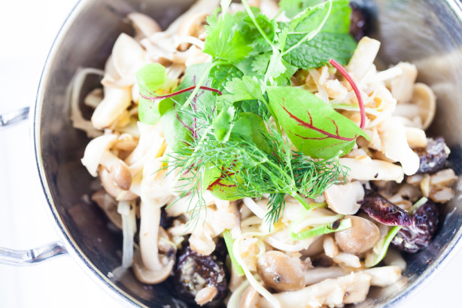 Wild Mushrooms With Garlic Leeks Farro and Fig