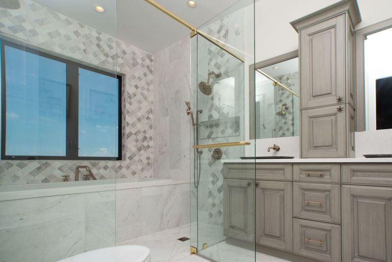 Primary bathroom with large walk in shower
