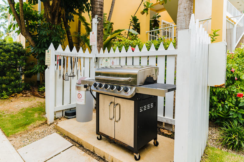 Complex outdoor BBQ area just off the swimming pool