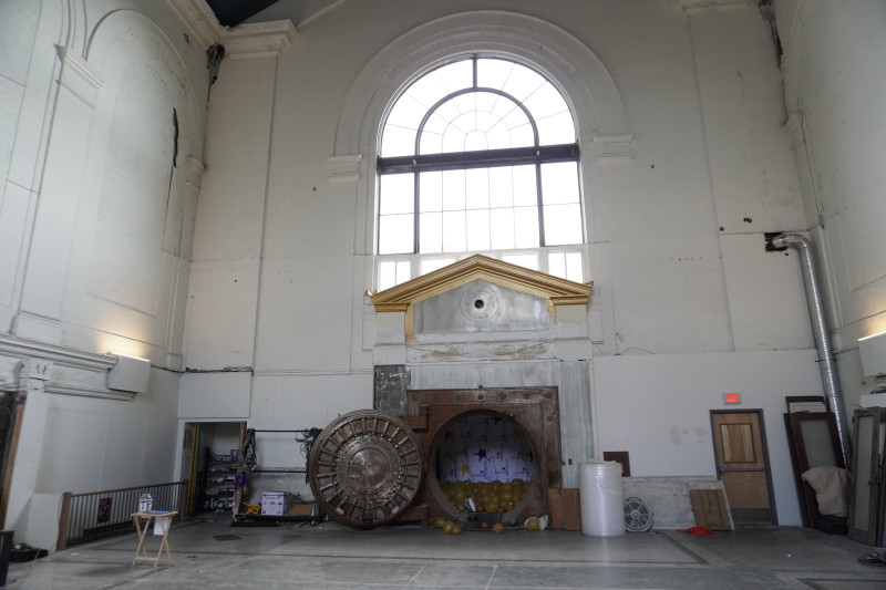                 The lobby at Savage Wonder Art Center in Beacon, which is in a historic bank building
                