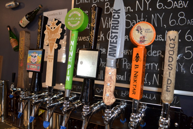                         Some of the taps of hard cider, including many local, Hudson Valley options available for tasting and growler fills.
                        