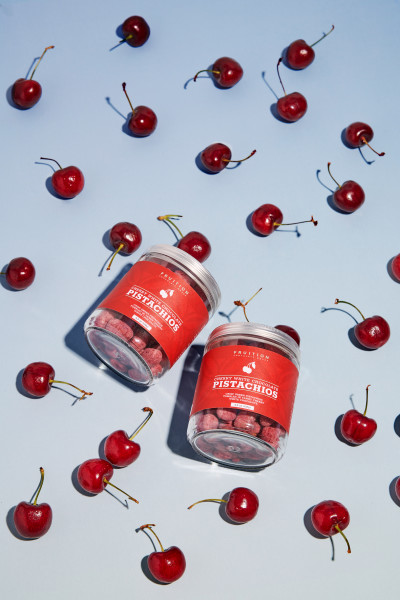 Jars of cherry white chocolate...