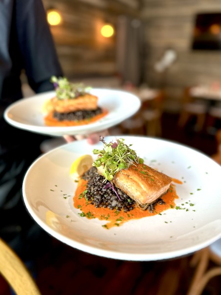                         Salmon with lentils at Gigi Hudson Valley in Rhinebeck.
                        
