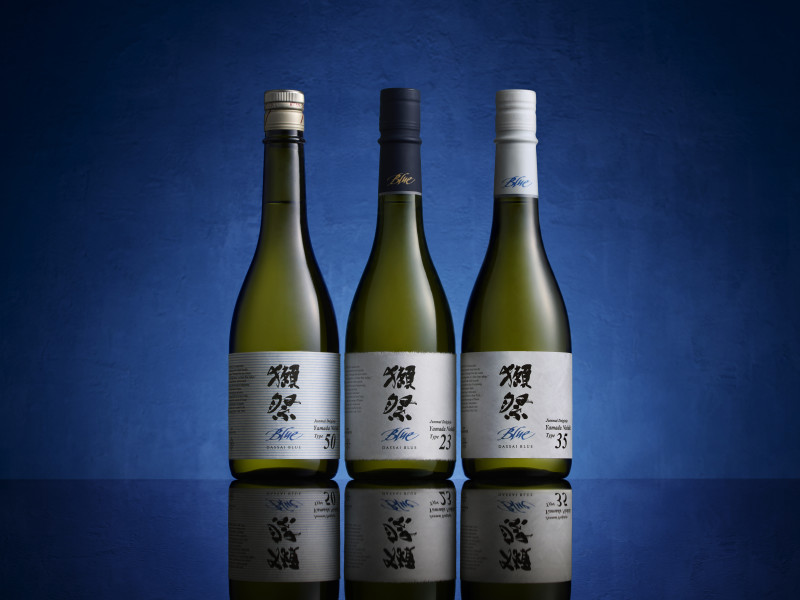                         Three bottles of Dassai Blue sake, the 50, 35 and 23 versions.
                        