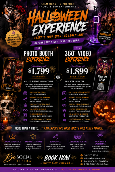 BeSocial Florida High Volume Luxury Branded Photo Booth & 360 Video Experience with Michael Jackson photo