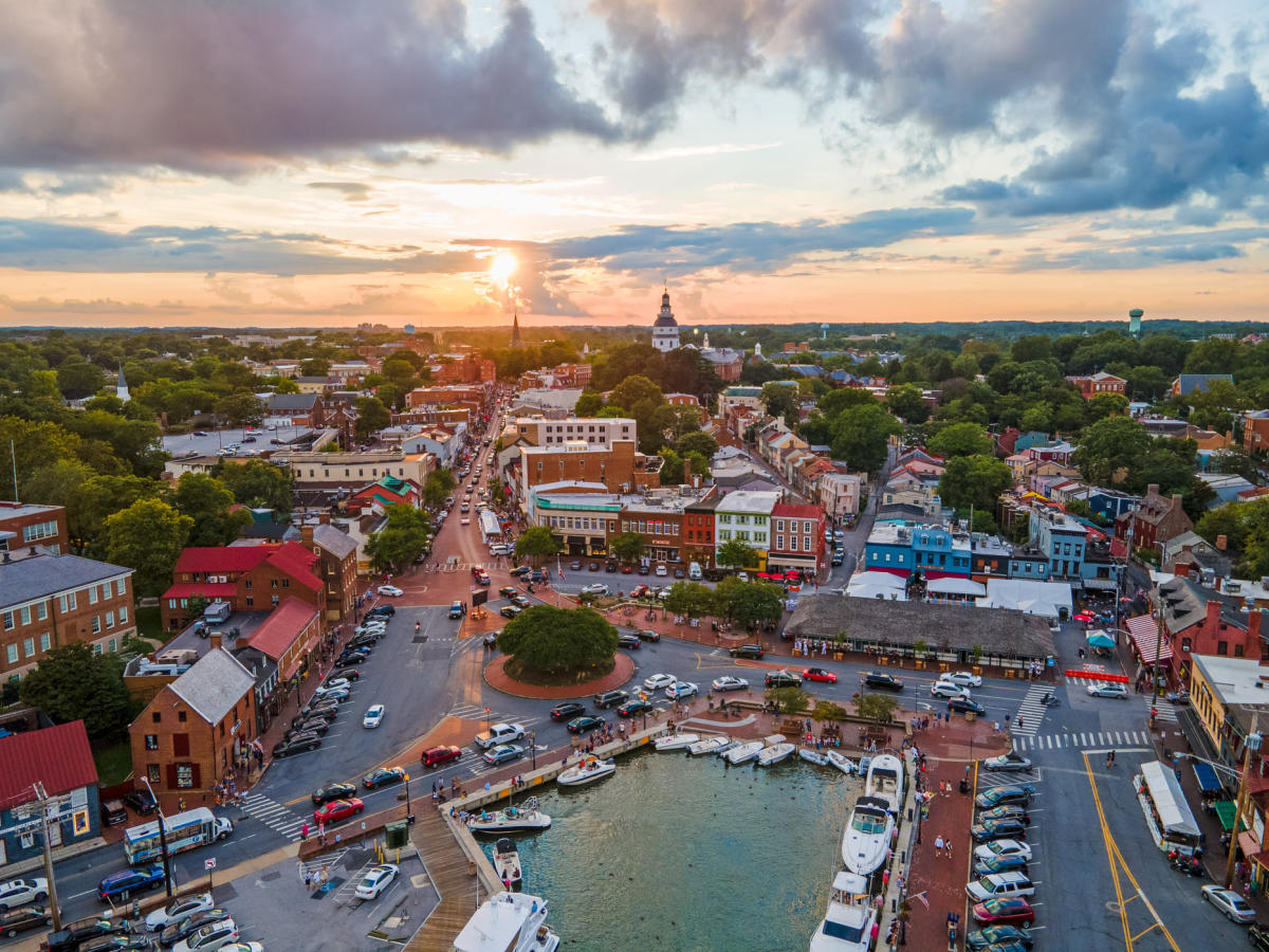 A photo of a bustling street in Annapolis, highlighting the city's vibrant atmosphere