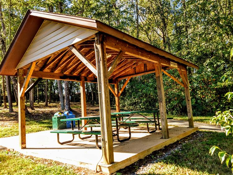 Wooden picnic pavilion at Claremont City Park