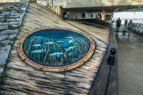 PGEB-1361 Punta Gorda Historical Mural: Tails From The Harbor