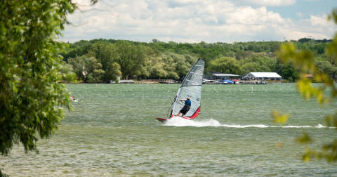 Parasailing on Canandaigua Lake during summer. Courtesy of VisitFingerLakes.com
