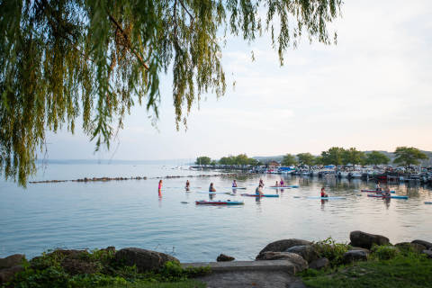 Stand up paddleboarding on Canandaigua Lake