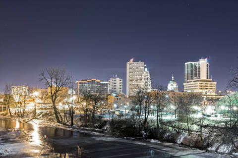 Downtown Evening Skyline from Headwaters Park