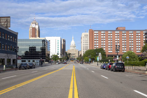 Downtown Lansing - Capitol, Boji Tower, and DoubleTree