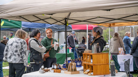 Group of people shopping at an Earth Day Festival