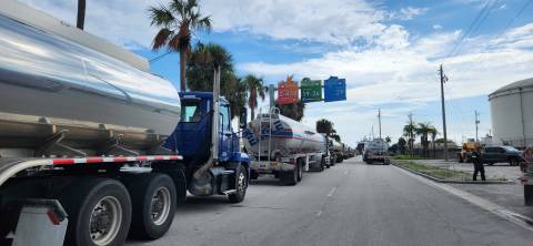 Fuel Trucks Line Up at Port Everglades for Refueling