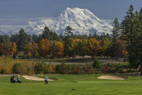 The Home Course in DuPont, Washington with Mount Rainier