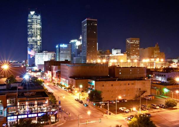 Skyline at Night from Bricktown