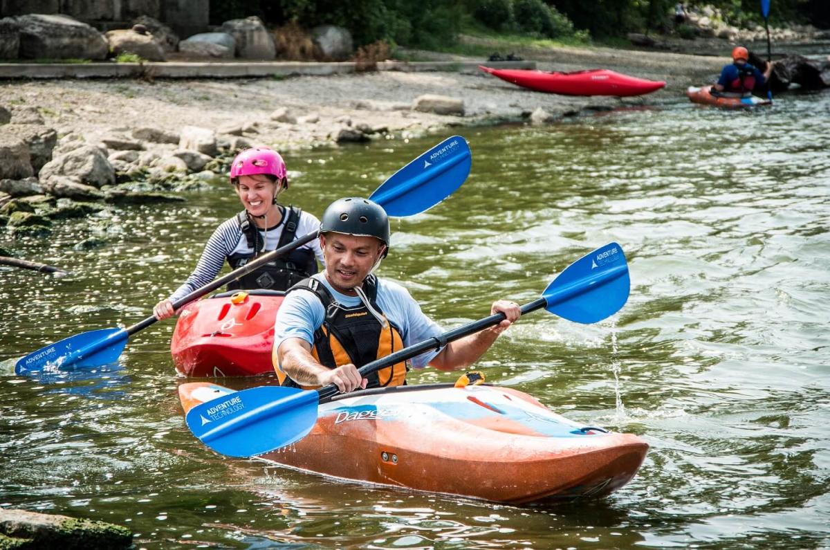 Kayaking the Marge Cline Whitewater Course in Yorkville, Illinois