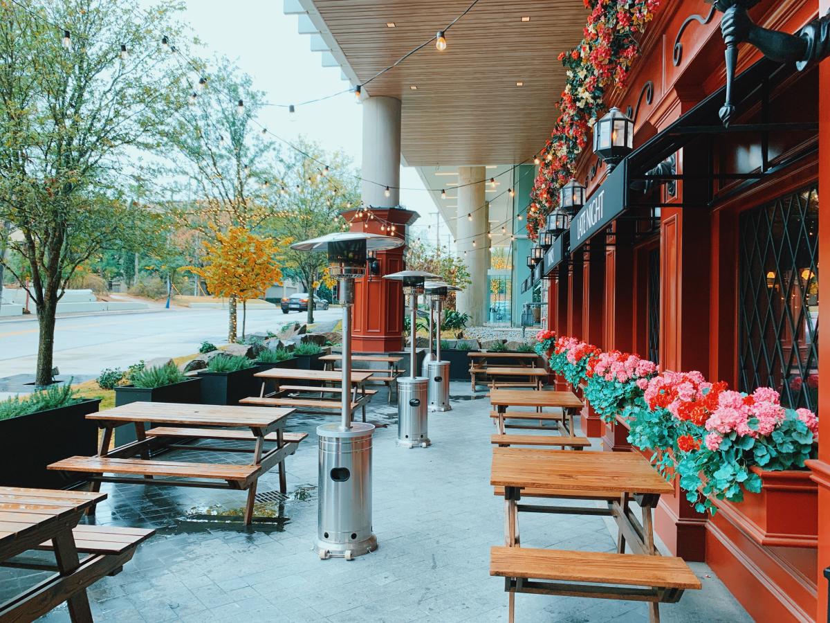 Restaurants with heated shop patios near me