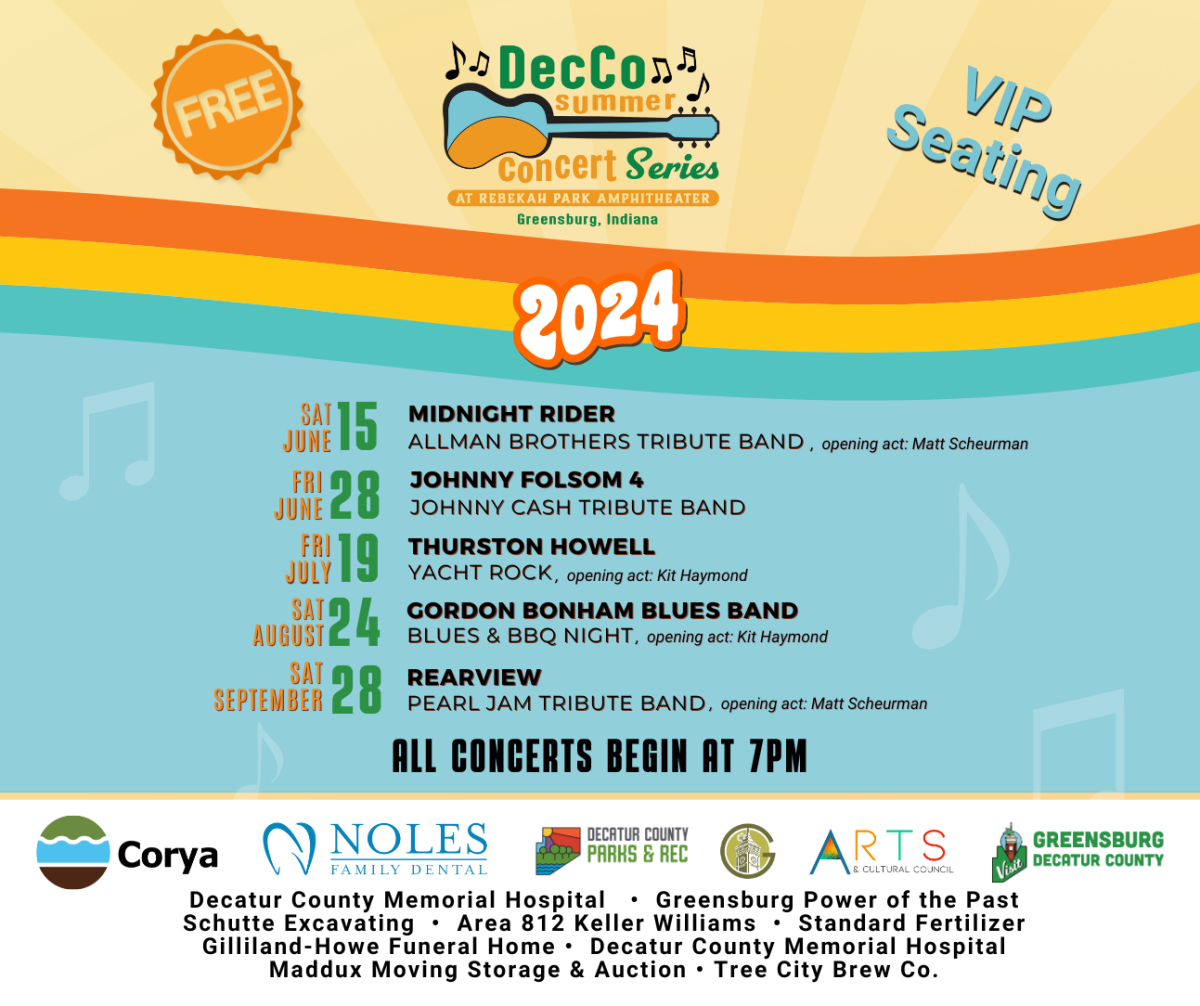 GREENSBURG’S REBEKAH PARK AMPHITHEATER ANNOUNCES 2024 DECCO SUMMER