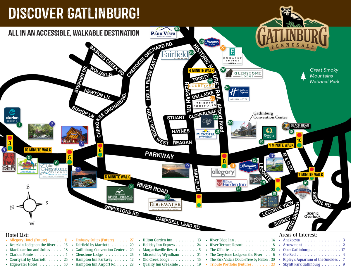 Gatlinburg Area Downtown Map 5346