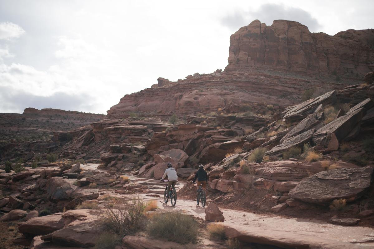 Sand Flats Recreation Area entrance with desert landscape and red rock formations near Moab Utah