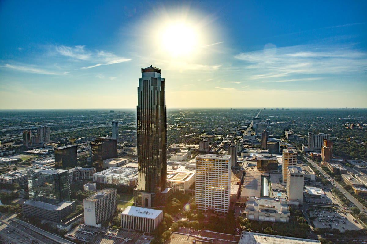 Aerial view of the Houston Galleria area with Williams Tower