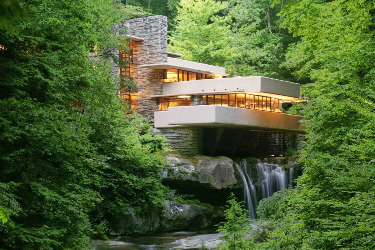 frank lloyd wright waterfall house tour