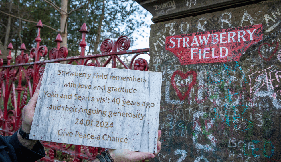 Strawberry Field unveils commemorative stone in honour of the 40th