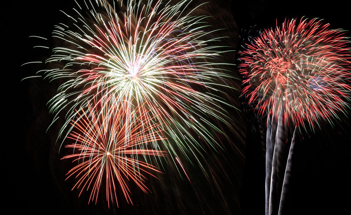 Happy 4th of July! with fireworks and stars Baseball