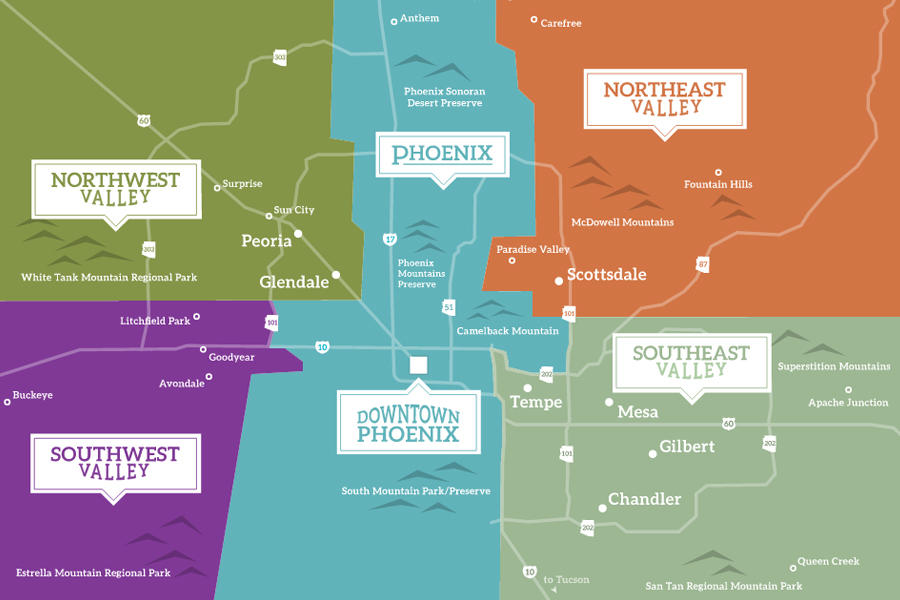 West Valley Arizona Map Communities Map : VisitPhoenix.com