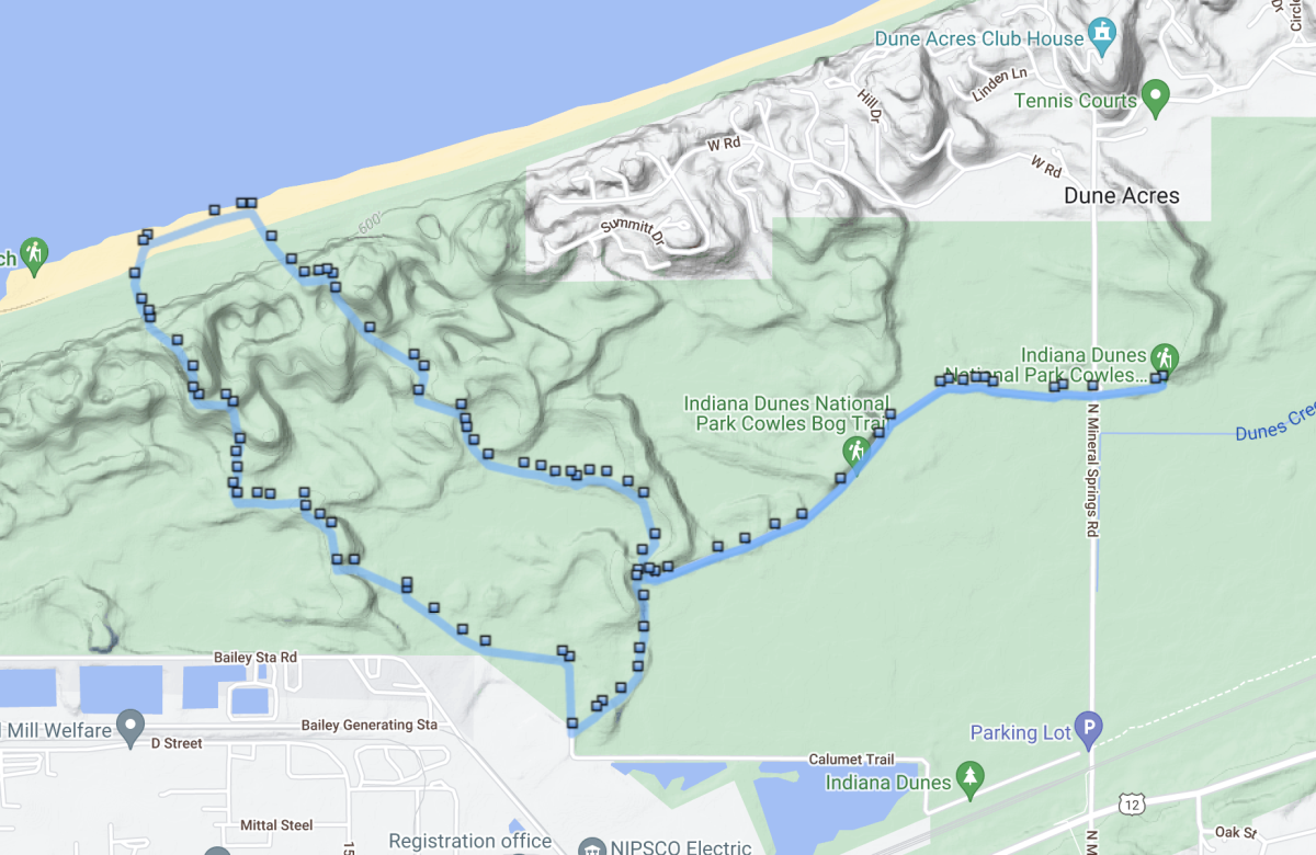 Indiana Dunes Cowles Bog Trail Map