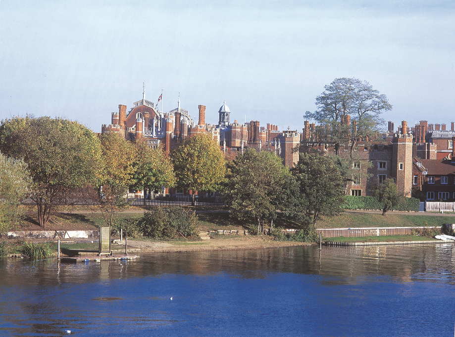 Hampton Court Palace on the banks of the Thames