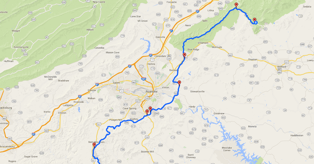 blue ridge parkway map with mileposts Blue Ridge Parkway Map Entry Points blue ridge parkway map with mileposts