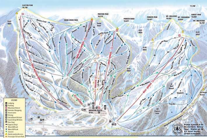 Brighton Night Skiing Map Brighton Ski Trail Maps Ski City