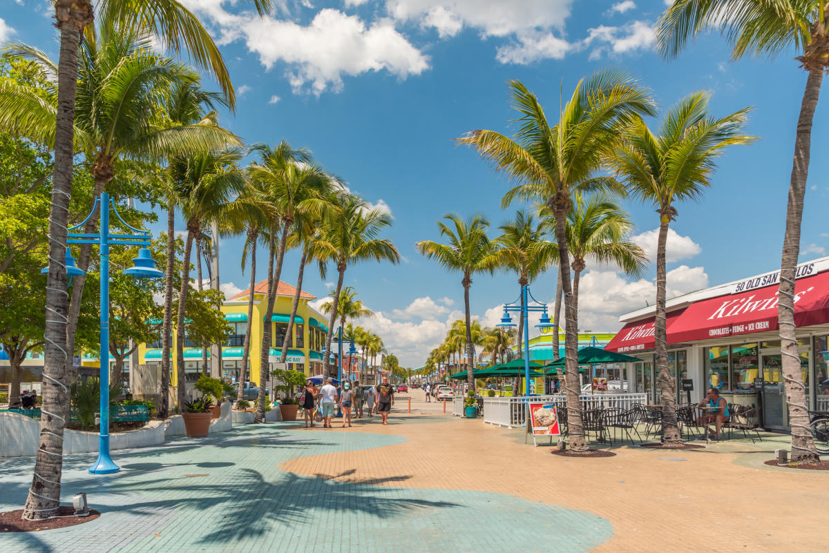 Fort Myers Beach -- White Sand Paradise & Lively Times Square