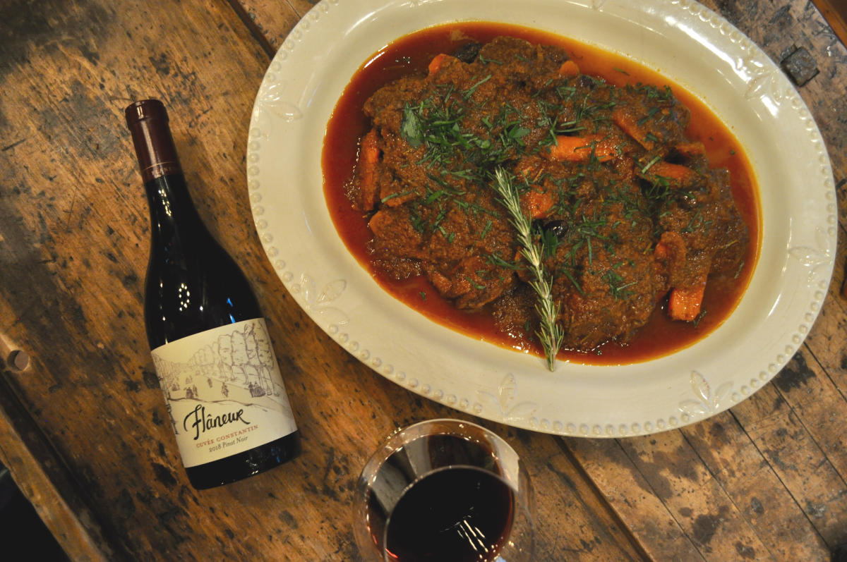 Braised Chicken with Nicoise Olives, Carrots & Rosemary