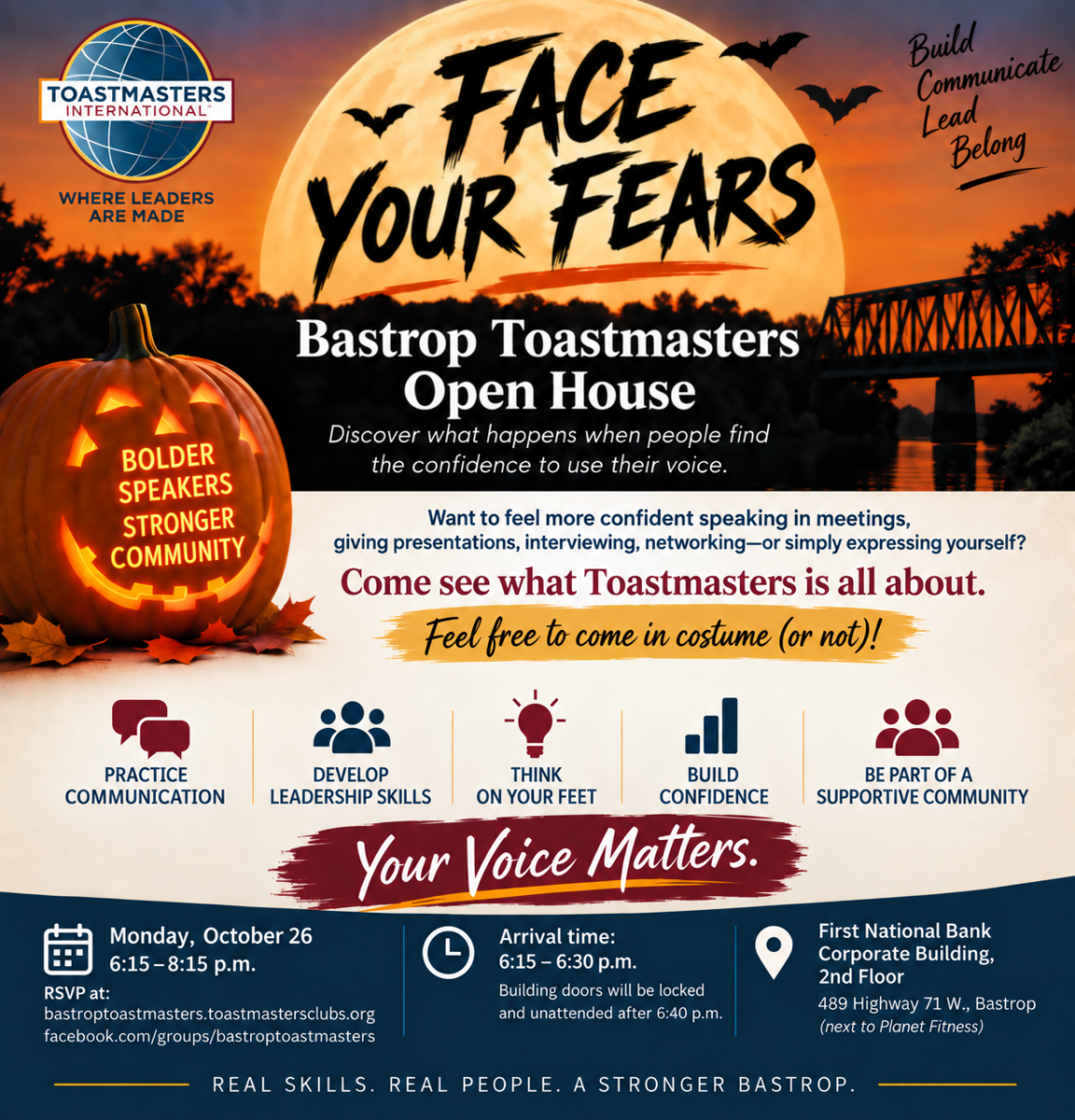 Face Your Fears - Bastrop Toastmasters Open House