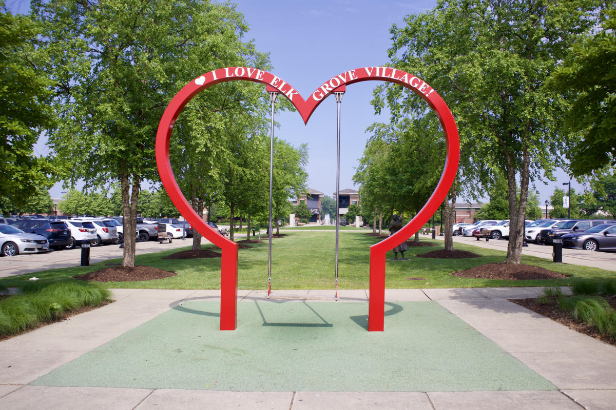 The vibrant community of Elk Grove Village, showcasing its blend of residential, industrial, and natural areas