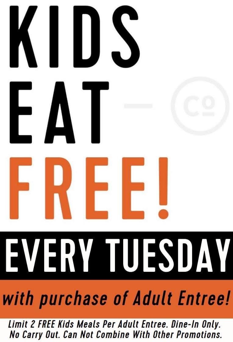 Crust Pizza Co. kids eat free on Tuesdays