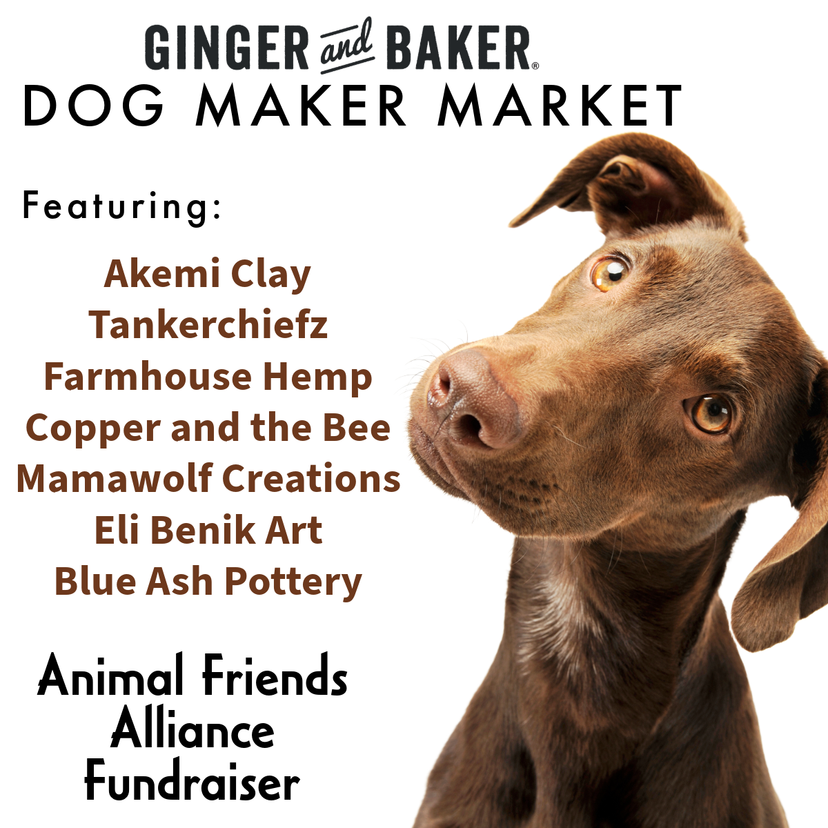 Ginger and Baker Dog Market Fundraiser