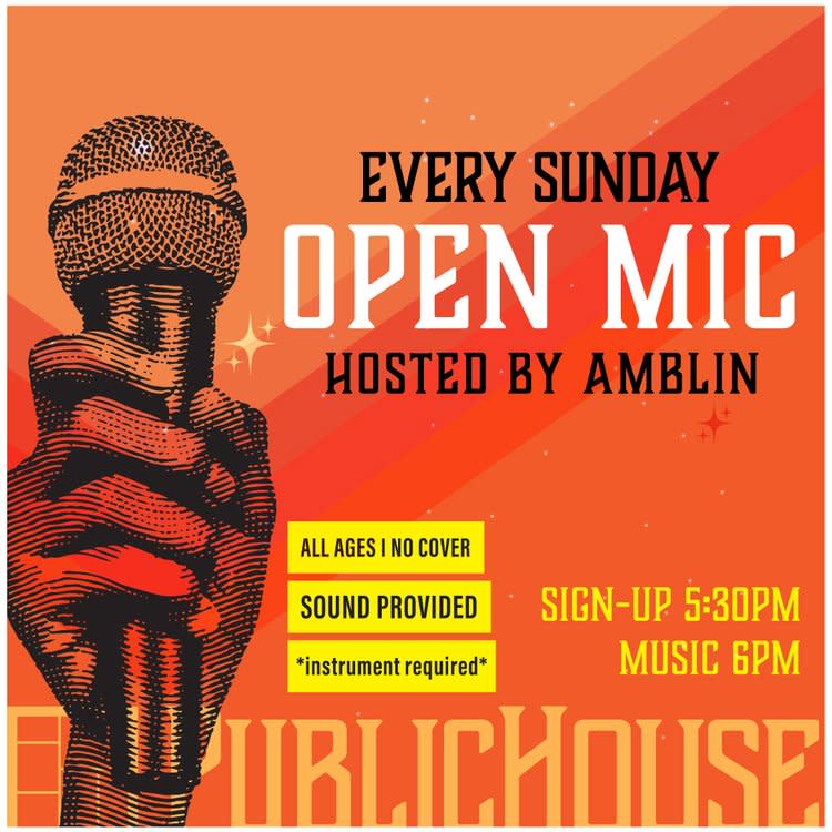 Flyer or photo for Open Mic with Amblin Sundays at PublicHouse
