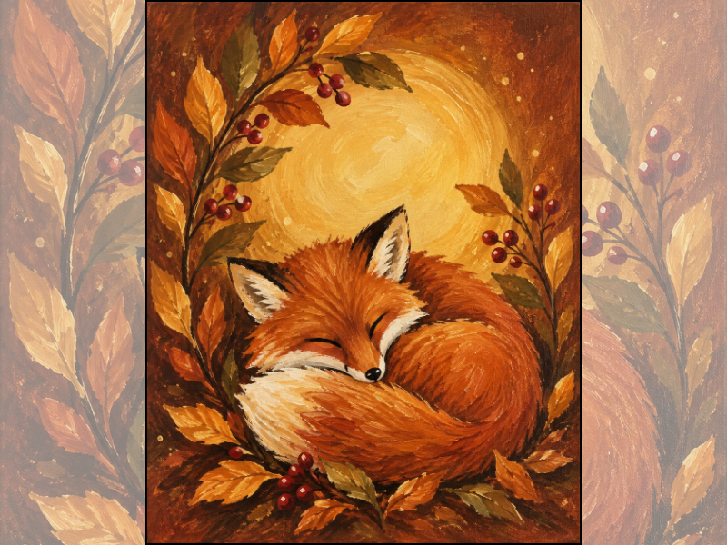 Flyer or photo for Paint & Sip: “Sleeping Fox”