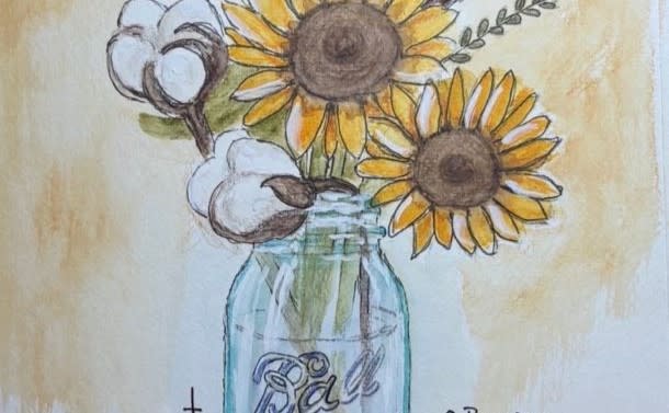 Cotton Picking Sunshine Watercolor Paint & Sip