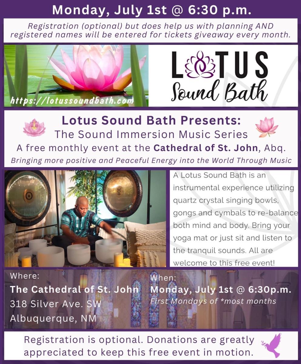 Lotus Sound Bath at The Cathedral of St. John Free Monthly Sound ...