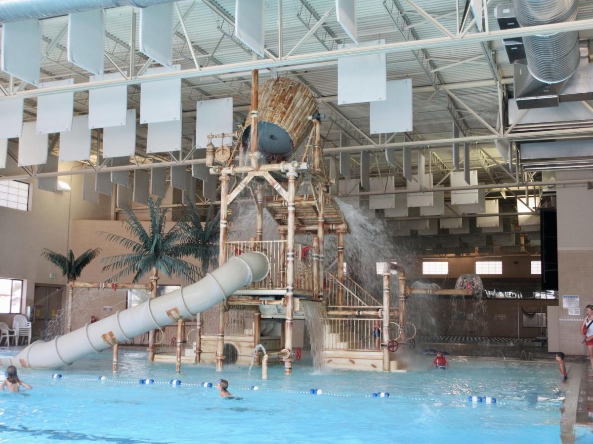 Indoor pool water slide