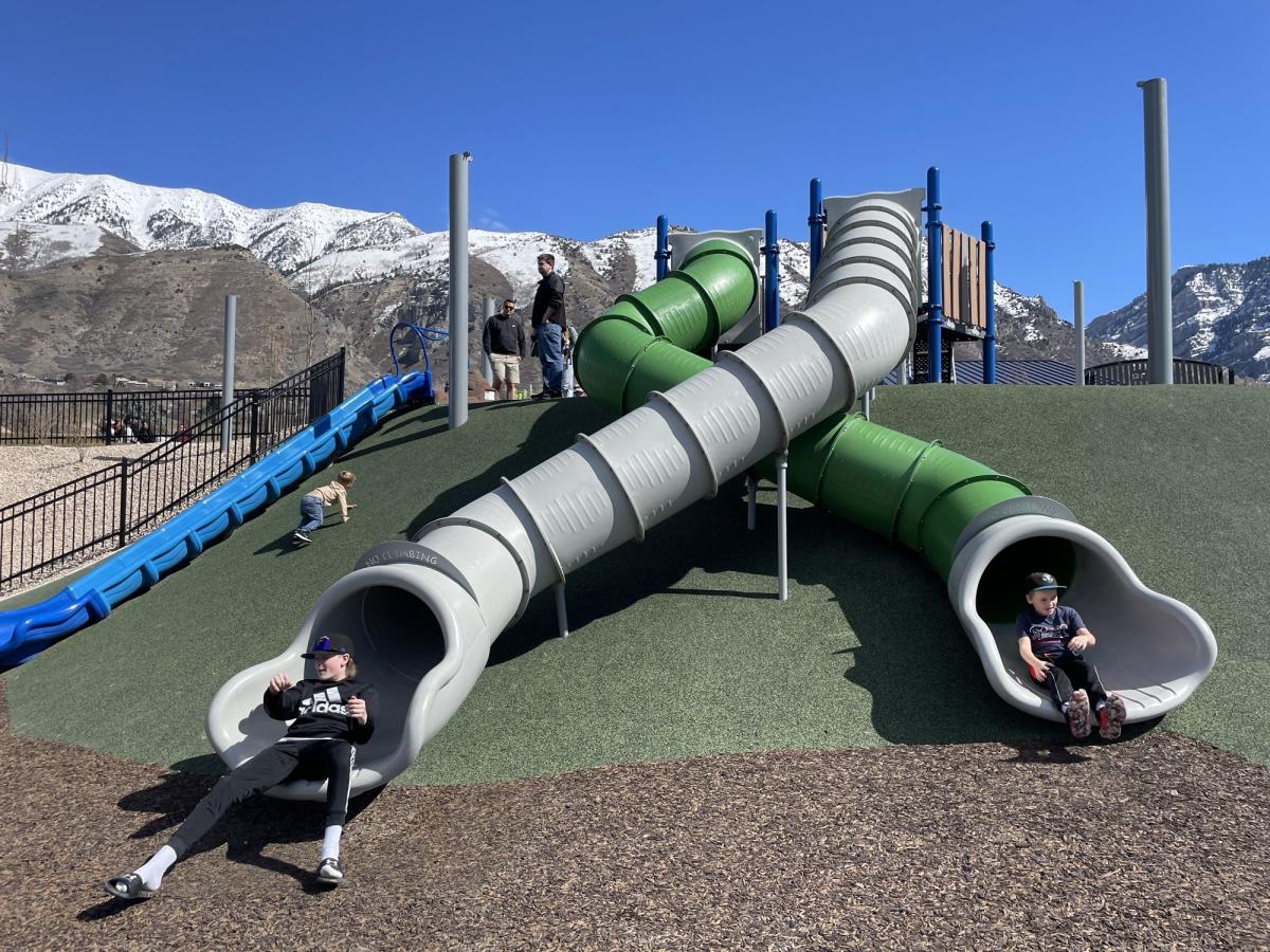 Hillside slide at Quail Orchard Park in Provo