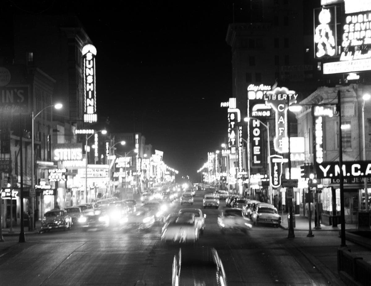 An Iconic View: Route 66 in Downtown Albuquerque by Richard Ruddy
